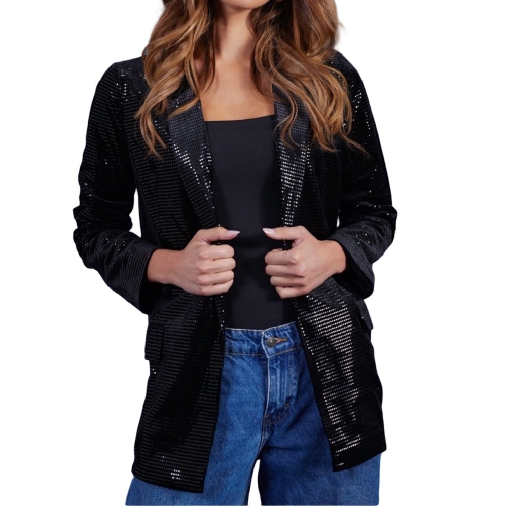 NWOT Bishop And Young Steal The Night Black Sequin Blazer
